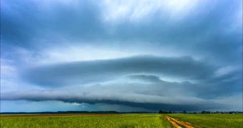 Storm clouds forming a powerfull rotating supercell cloud Stock Footage 139863266