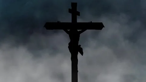 Storm Clouds Gather Over the Cross of Redemption Stock Footage 308034256