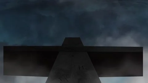 Storm Clouds Gather Over the Cross of Redemption Stock Footage 308034257