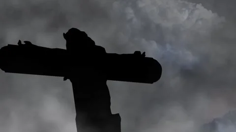 Storm Clouds Gather Over the Cross of Redemption Stock Footage 308034266