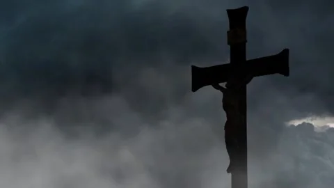 Storm Clouds Gather Over the Cross of Redemption Stock Footage 308034269