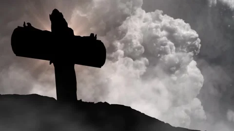 Storm Clouds Gather Over the Cross of Redemption Stock Footage 309525959