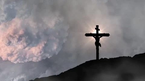 Storm Clouds Gather Over the Cross of Redemption Stock Footage 309525968