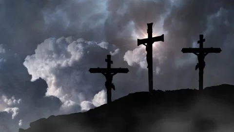 Storm Clouds Gather Over the Cross of Redemption Stock Footage 309526172