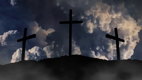 Storm Clouds Gather Over the Cross of Redemption Stock Footage 309526255