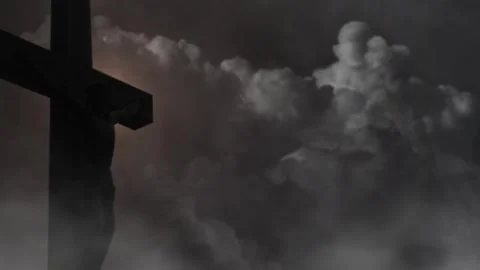 Storm Clouds Gather Over the Cross of Redemption Stock Footage 310656639