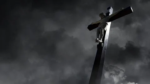 Storm Clouds Gather Over the Cross of Redemption Stock Footage 310656671