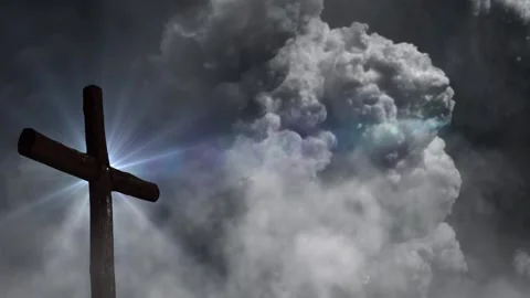 Storm Clouds Gather Over the Cross of Redemption Stock Footage 310656672