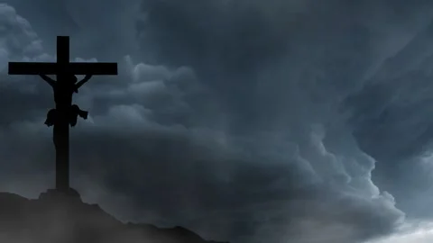 Storm Clouds Gather Over the Cross of Redemption Stock Footage 310656682
