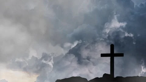 Storm Clouds Gather Over the Cross of Redemption Stock Footage 310726205