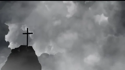 Storm Clouds Gather Over the Cross of Redemption Stock Footage 310726213
