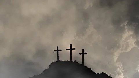 Storm Clouds Gather Over the Cross of Redemption Stock Footage 310726223