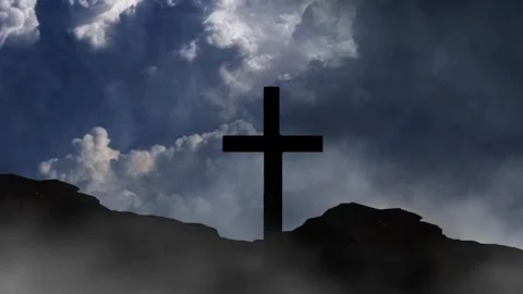 Storm Clouds Gather Over the Cross of Redemption Stock Footage 310934196