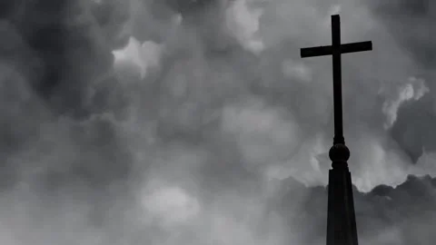 Storm Clouds Gather Over the Cross of Redemption Stock Footage 310934205