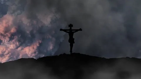 Storm Clouds Gather Over the Cross of Redemption Stock Footage 312768242