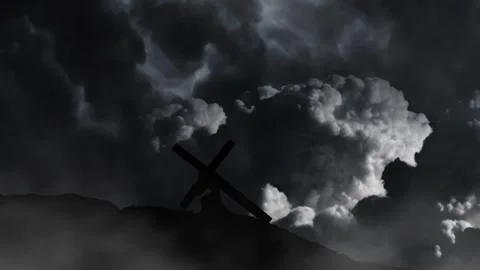 Storm Clouds Gather Over the Cross of Redemption Stock Footage 312768249