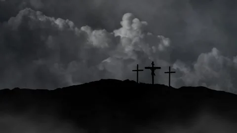 Storm Clouds Gather Over the Cross of Redemption Stock Footage 313251318