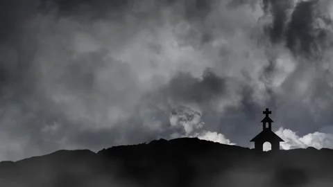 Storm Clouds Gather Over the Cross of Redemption Stock Footage 313251321