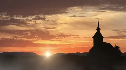 Storm Clouds Gather Over the Cross of Redemption Stock Footage 327213733