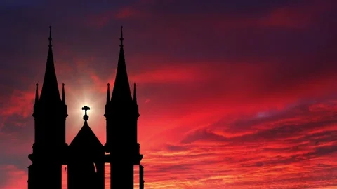 Storm Clouds Gather Over the Cross of Redemption 库存影片 327213734