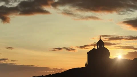 Storm Clouds Gather Over the Cross of Redemption 库存影片 327213741