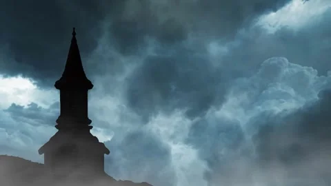 Storm Clouds Gather Over the Cross of Redemption Stock Footage 329953239