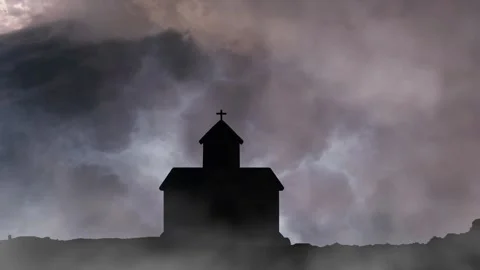 Storm Clouds Gather Over the Cross of Redemption Stock Footage 329953252