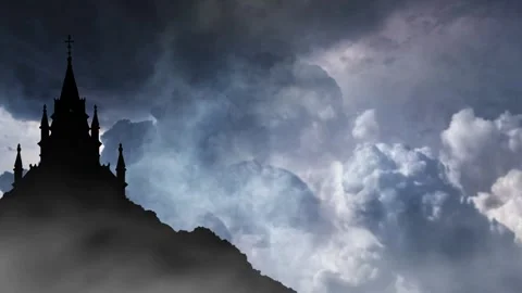 Storm Clouds Gather Over the Cross of Redemption Stock Footage 330045146