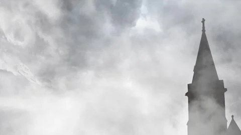 Storm Clouds Gather Over the Cross of Redemption Video stock 338158931