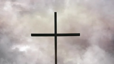 Storm Clouds Gather Over the Cross of Redemption Stock Footage 338158939