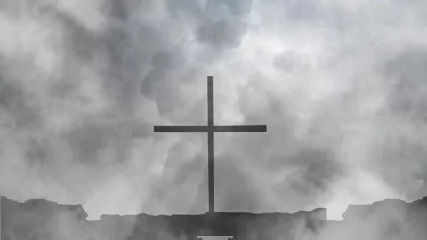 Storm Clouds Gather Over the Cross of Redemption Stock Footage 338336865