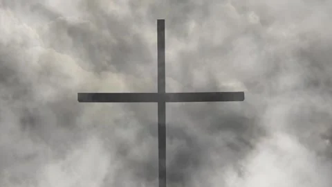 Storm Clouds Gather Over the Cross of Redemption Stock Footage 338432256