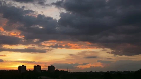 Storm clouds on the horizon at sunset. Stock Footage 108488797