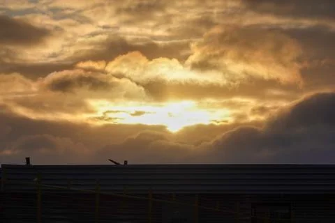 Storm Clouds Illuminated By Setting Sun Stock Photos