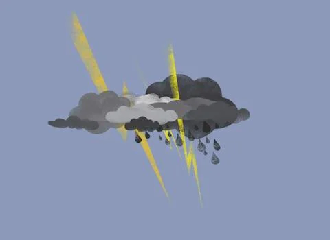 Storm clouds, lightning and rain Stock Illustration