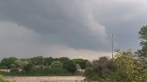 Storm clouds lightning and shelf clouds on severe thunderstorm Stock Footage 36864327