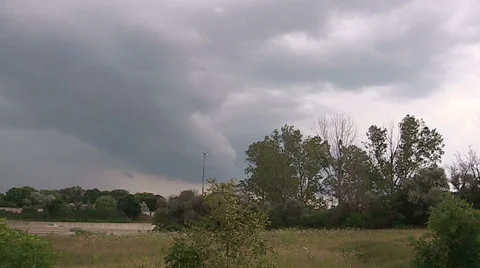 Storm clouds lightning and shelf clouds on severe thunderstorm Stock Footage 36864574