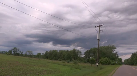 Storm clouds lightning and shelf clouds on severe thunderstorm Stock Footage 36881912