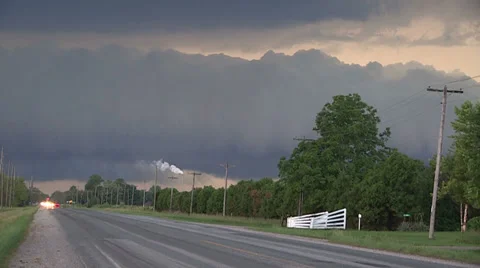 Storm clouds lightning and shelf clouds on severe thunderstorm Stock Footage 36884401