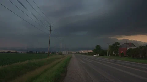 Storm clouds lightning and shelf clouds on severe thunderstorm Stock Footage 36885057