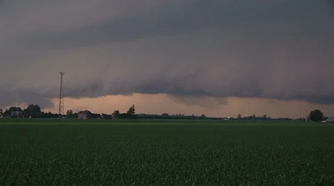 Storm clouds lightning and shelf clouds on severe thunderstorm Stock Footage 36885159