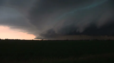 Storm clouds lightning and shelf clouds on severe thunderstorm Stock Footage 36886404