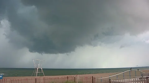 Storm clouds lightning and shelf clouds on severe thunderstorm Stock Footage 36887447