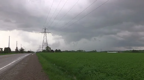 Storm clouds lightning and shelf clouds on severe thunderstorm Stock Footage 36887457