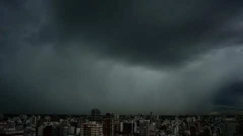 Storm clouds moving into the city of Buenos Aires Stock Footage 269448987
