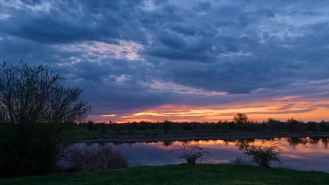 Storm Clouds Moving Fast Bringing Rain Over Arges Delta Lakes Time Lapse Stock Footage 341422347