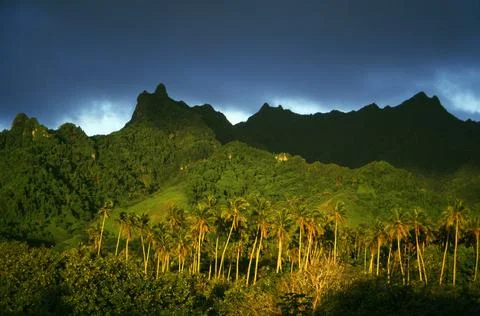 Storm Clouds Moving Over Mountain Peaks Stock Photos