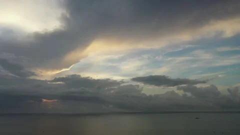 Storm Clouds Ocean Dramatic Sky Aerial Seascape Stock Footage 339795919