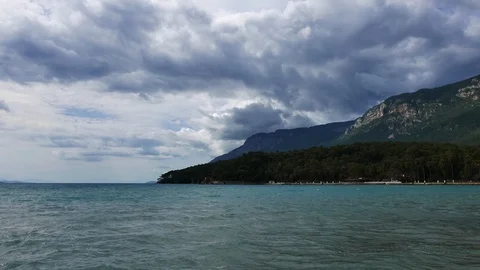 Storm Clouds over Aegean Coastline (Partial Time Lapse) Stock Footage 87844690