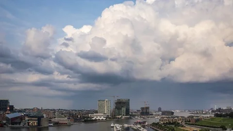 Storm Clouds Over Baltimore Harbor Timelapse Video stock 82104661